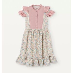 Popelin Mod 31.2 Multi-coloured floral contrasting dress with frills - NWT